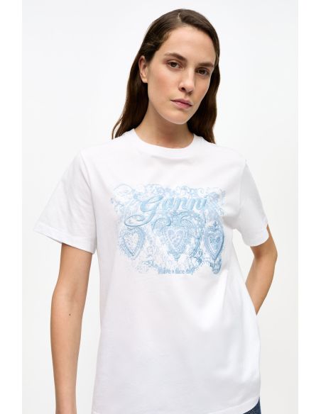 BRIGHT WHITE TATTOO LACE TSHIRT