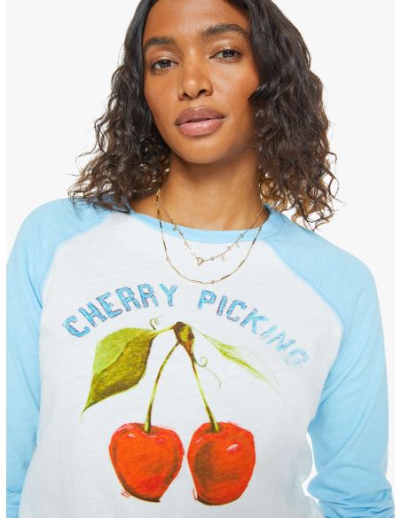 THE SPORTING CONCERT CHERRY PICKING WHITE LIGHT BLUE TSHIRT