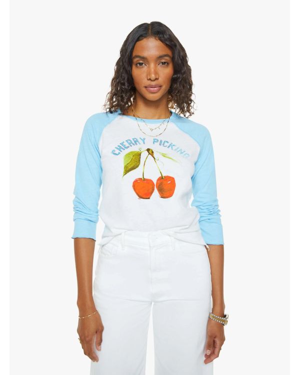 THE SPORTING CONCERT CHERRY PICKING WHITE LIGHT BLUE TSHIRT