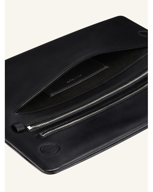 POCHETTE CUFF EN CUIR LISSE NOIR