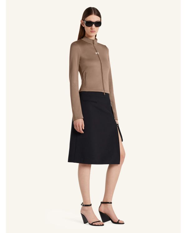 WOOL ZIP-UP SKIRT BLACK