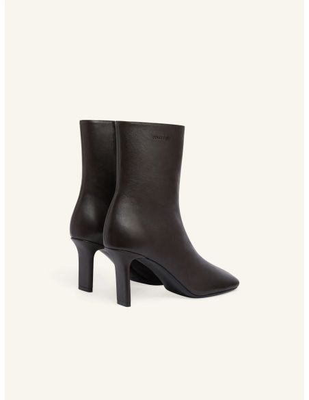 BOTTINES BOUT CARRÉ EN CUIR TAPIOCA