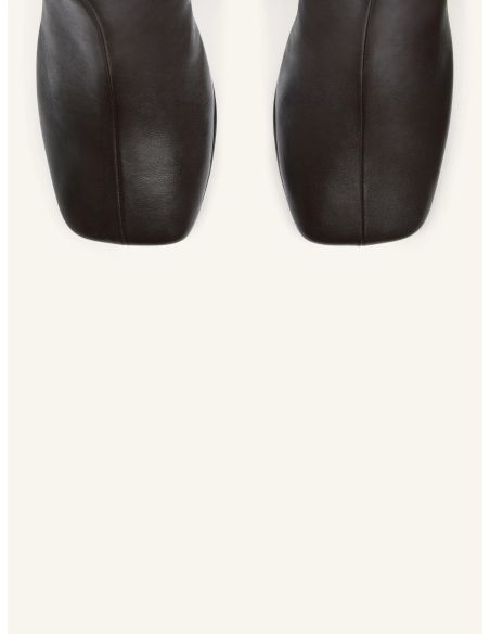 BOTTINES BOUT CARRÉ EN CUIR TAPIOCA