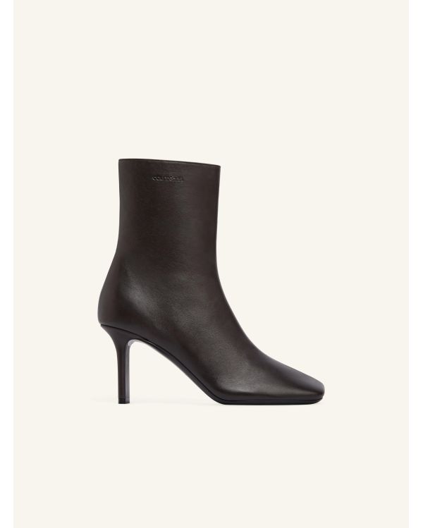 BOTTINES BOUT CARRÉ EN CUIR TAPIOCA