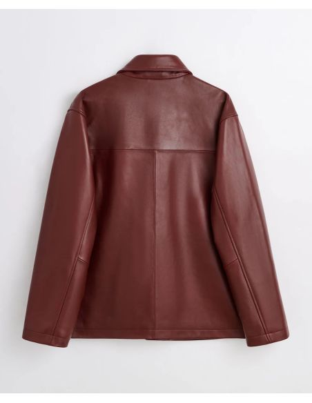 VESTE EN CUIR COACH BORDEAUX