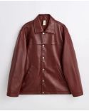 VESTE EN CUIR COACH BORDEAUX