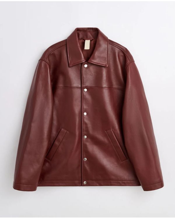 VESTE EN CUIR COACH BORDEAUX