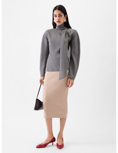 LA JUPE MAILLE DOPPIO MULTI-BEIGE