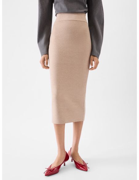 DOPPIO KNITTED SKIRT MULTI-BEIGE