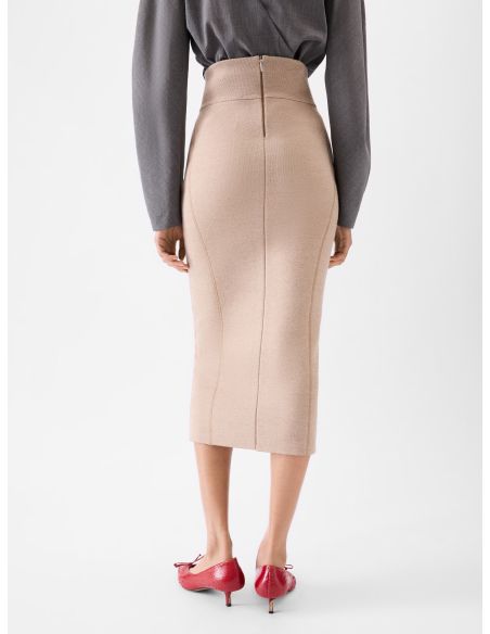 LA JUPE MAILLE DOPPIO MULTI-BEIGE