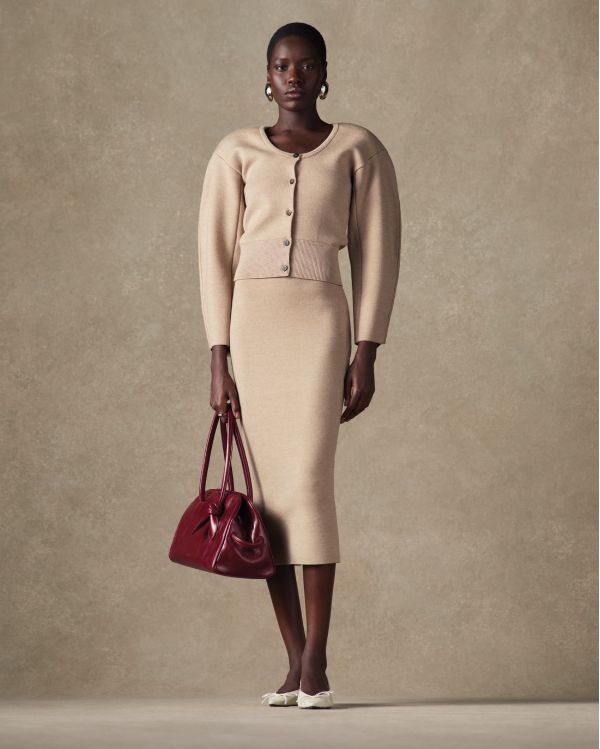 LA JUPE MAILLE DOPPIO MULTI-BEIGE