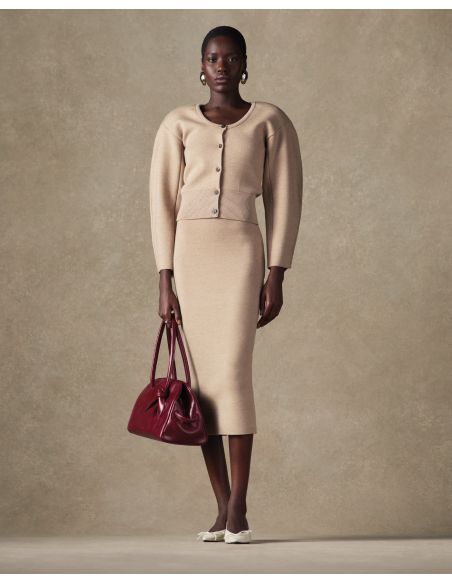 LA JUPE MAILLE DOPPIO MULTI-BEIGE