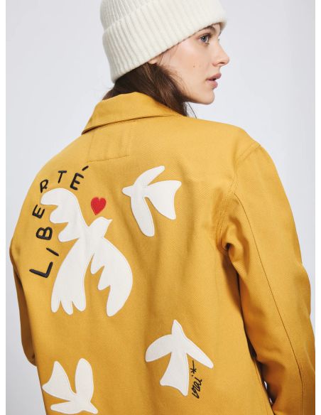 VESTE BRODÉE LIBERTÉ OCRE JAUNE