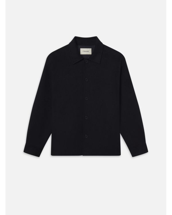 VESTE CHEMISE DOUBLE FACE BLEU MARINE FONCÉ