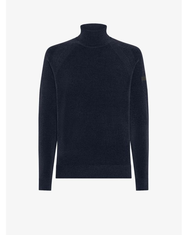TRICOT COL ROULÉ EN VELOURS BLEU NOIR