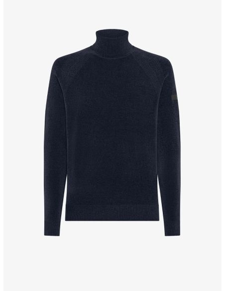 VELVET TURTLENECK KNIT BLUE BLACK