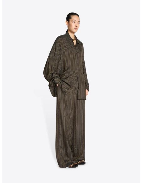 LOOSE-FITTING STRIPED SHIRT BROWN