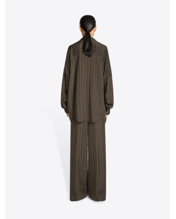 CHEMISE À RAYURES AMPLE MARRON