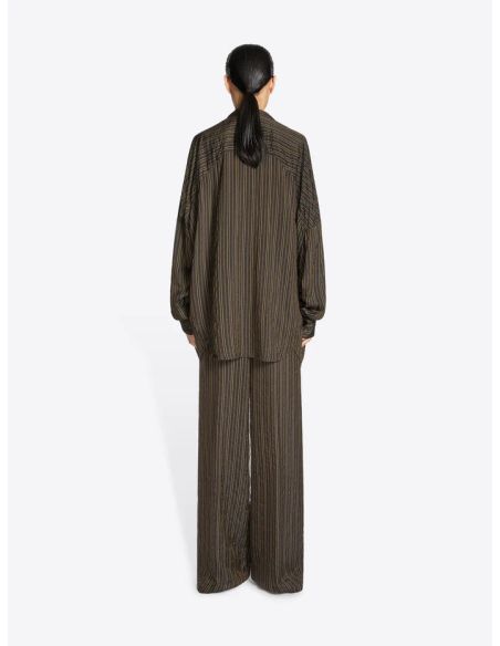 LOOSE-FITTING STRIPED SHIRT BROWN