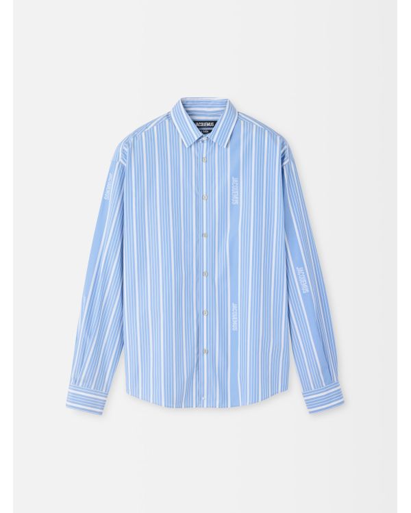 LA CHEMISE SIMON BUSINESS LOGO JACQUARD BLEU/BLANC