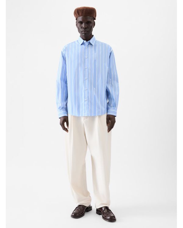 THE JACQUARD BLUE/WHITE SIMON BUSINESS LOGO SHIRT