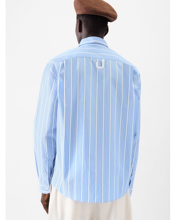 THE JACQUARD BLUE/WHITE SIMON BUSINESS LOGO SHIRT