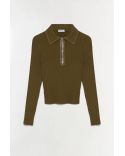 LIVANA KNIT COMBO TOP ALLIGATOR BROWN