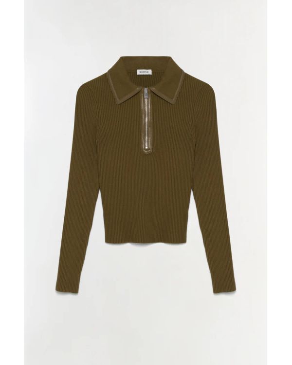 LIVANA KNIT COMBO TOP ALLIGATOR BROWN
