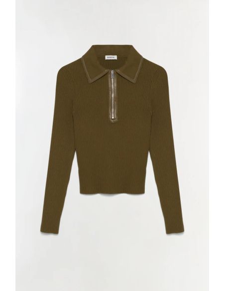LIVANA KNIT COMBO TOP ALLIGATOR BROWN