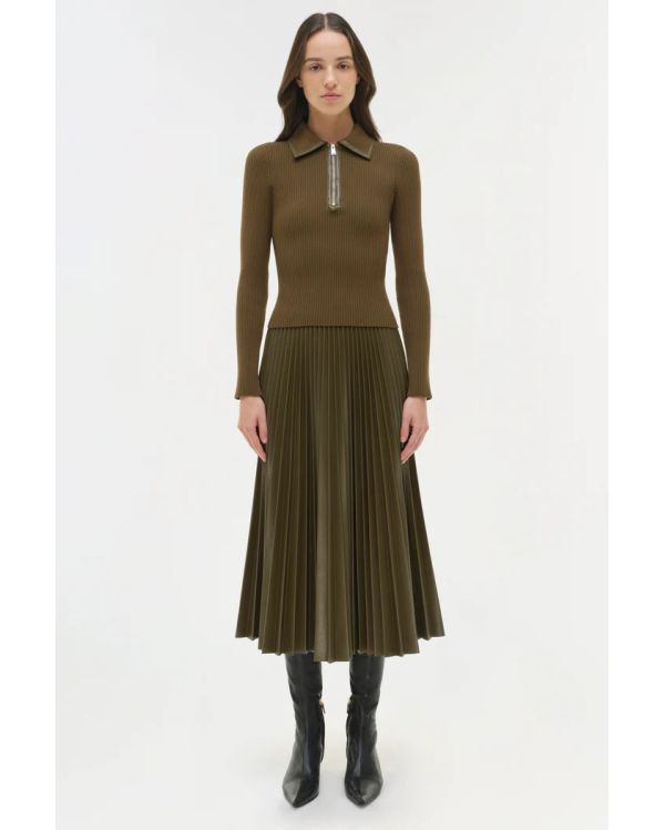 LIVANA KNIT COMBO TOP ALLIGATOR BROWN