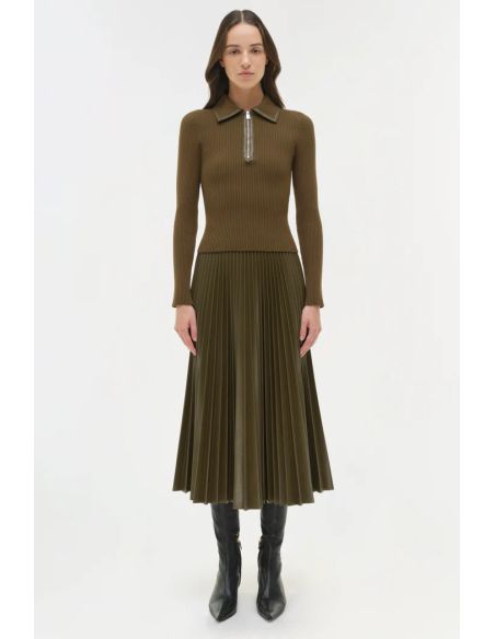 LIVANA KNIT COMBO TOP ALLIGATOR BROWN