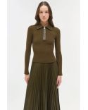 LIVANA KNIT COMBO TOP ALLIGATOR BROWN