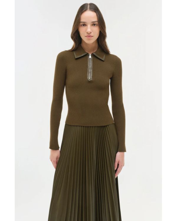 LIVANA KNIT COMBO TOP ALLIGATOR BROWN 2