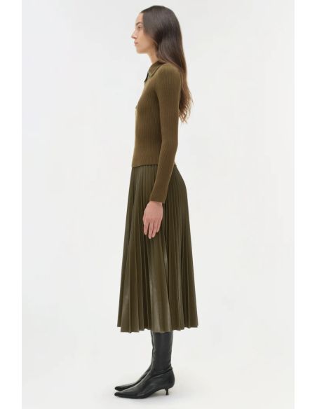LIVANA KNIT COMBO TOP ALLIGATOR BROWN