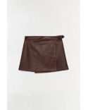 MINI-JUPE CUIR MADELINE CHOCOLAT VIEILLI