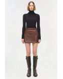 MADELINE LEATHER MINI SKIRT DISTRESSED CHOCOLATE