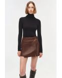 MADELINE LEATHER MINI SKIRT DISTRESSED CHOCOLATE