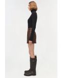 MADELINE LEATHER MINI SKIRT DISTRESSED CHOCOLATE