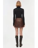 MADELINE LEATHER MINI SKIRT DISTRESSED CHOCOLATE
