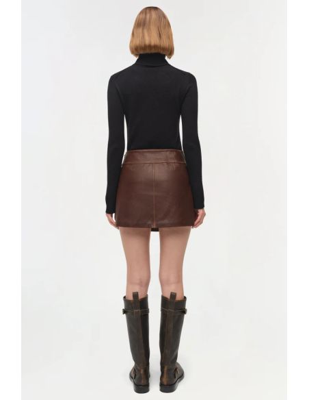 MADELINE LEATHER MINI SKIRT DISTRESSED CHOCOLATE