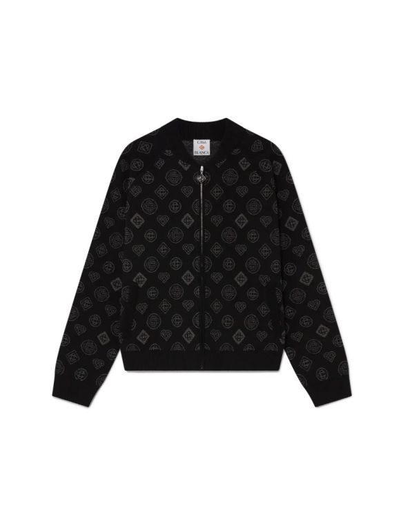 BLACK JACQUARD MONOGRAM BOMBER JACKET