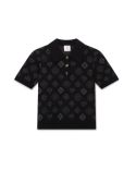 BLACK JACQUARD MONOGRAM POLO