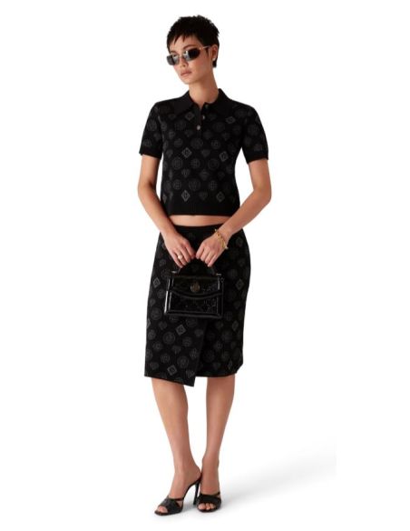 BLACK JACQUARD MONOGRAM POLO