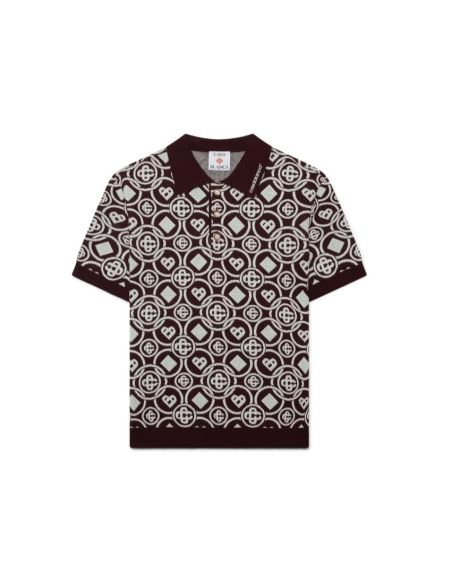 BURGUNDY MONOGRAM KNIT POLO