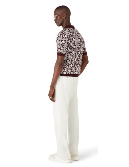 BURGUNDY MONOGRAM KNIT POLO