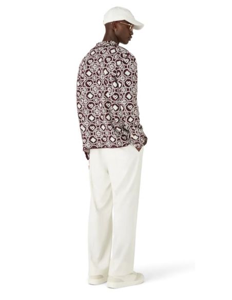 BURGUNDY MONOGRAM KNIT SHIRT