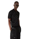 BLACK JACQUARD MONOGRAM POLO