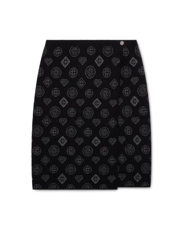 BLACK JACQUARD MONOGRAM SKIRT