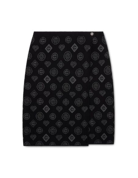 BLACK JACQUARD MONOGRAM SKIRT