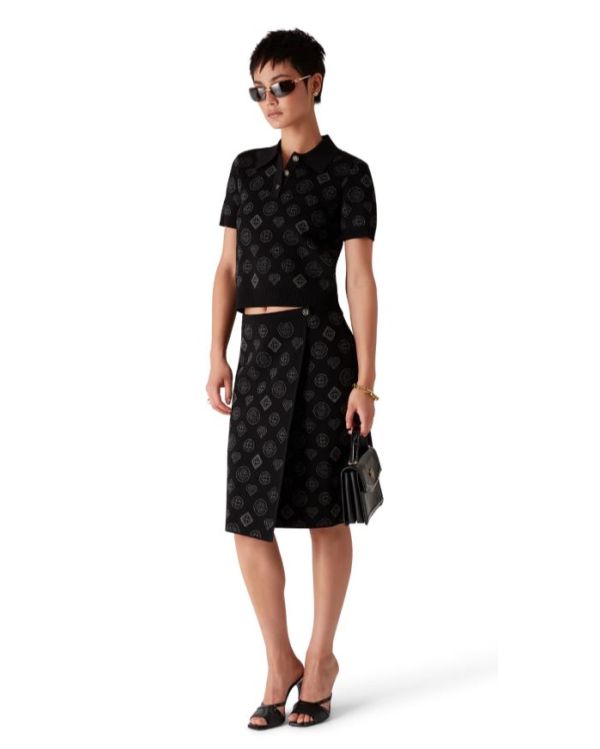 BLACK JACQUARD MONOGRAM SKIRT